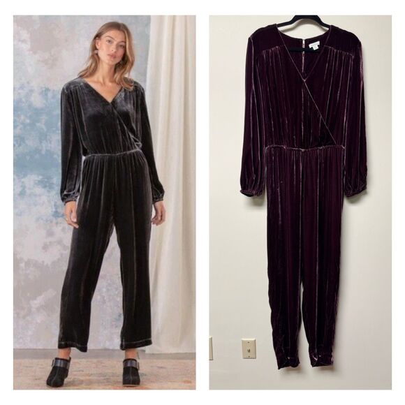 Sundance Pants - SUNDANCE Aviana Velvet Jumpsuit, Silk Blend, Deep Burgundy, Sz M